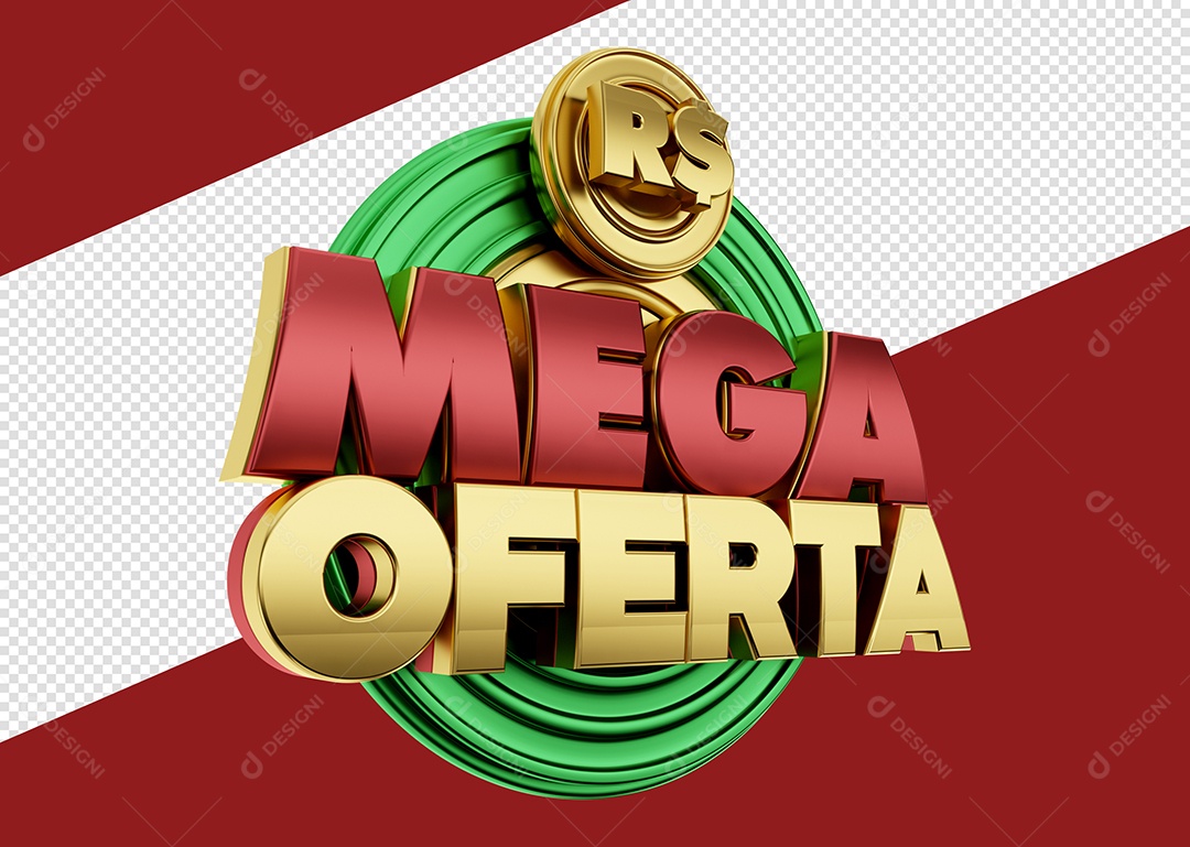 Selo 3D Mega Oferta Para Composição PSD