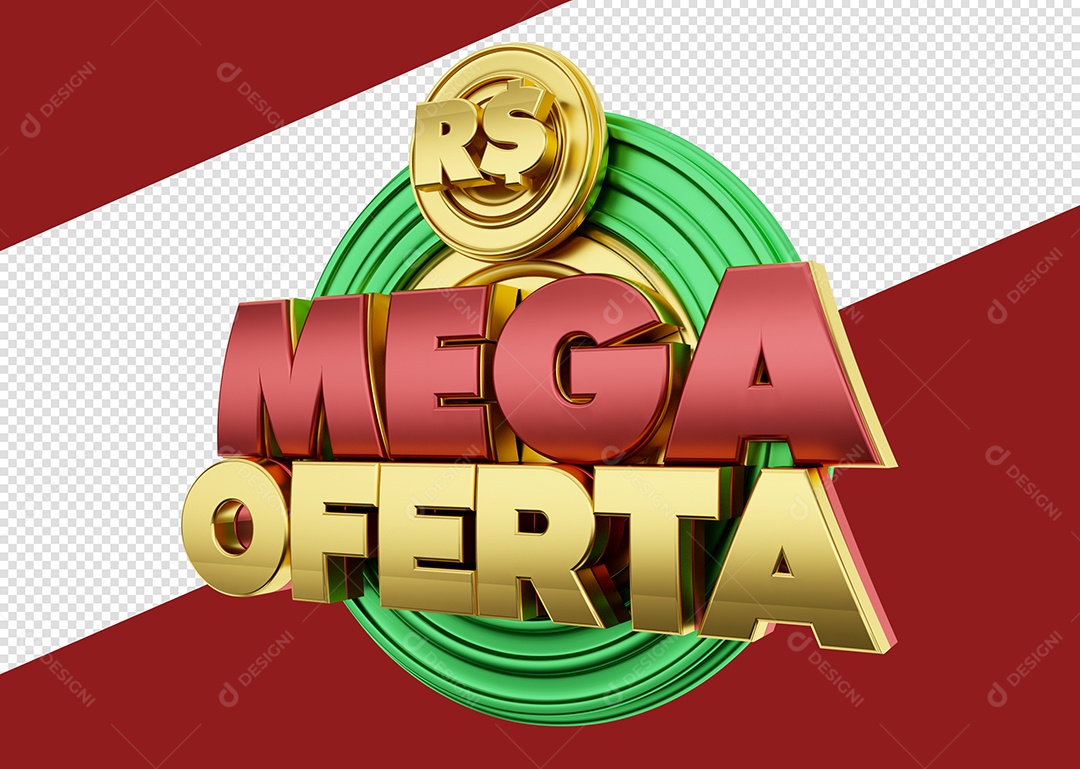 Selo 3D Mega Oferta Para Composição PSD