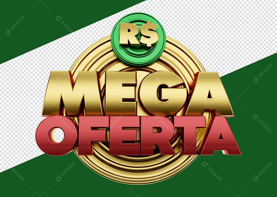Selo 3D Mega Oferta Para Composição PSD