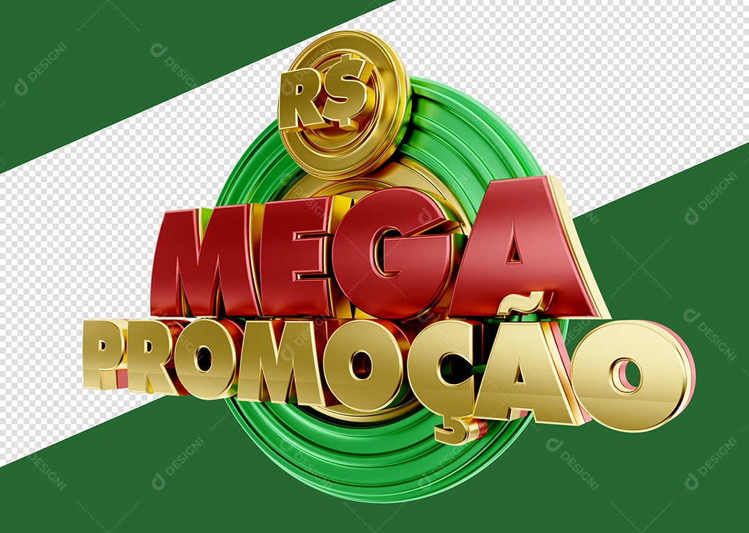 Selo 3D Mega Promoção Para Composição PSD