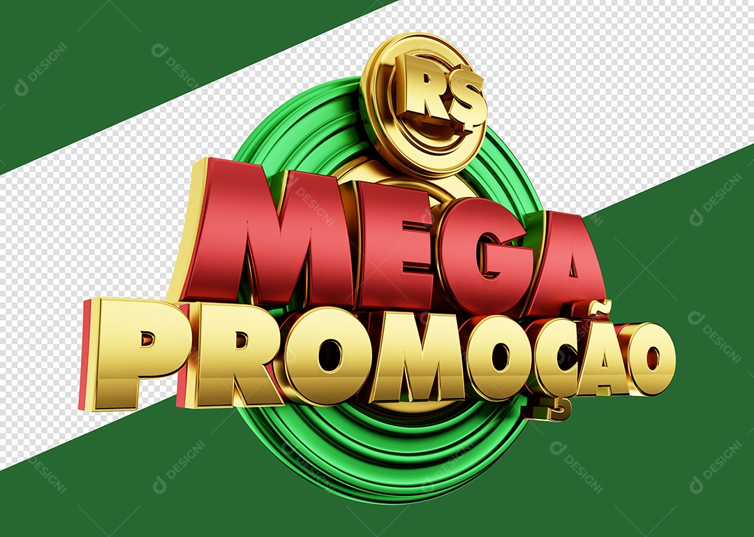 Selo 3D Mega Promoção Para Composição PSD