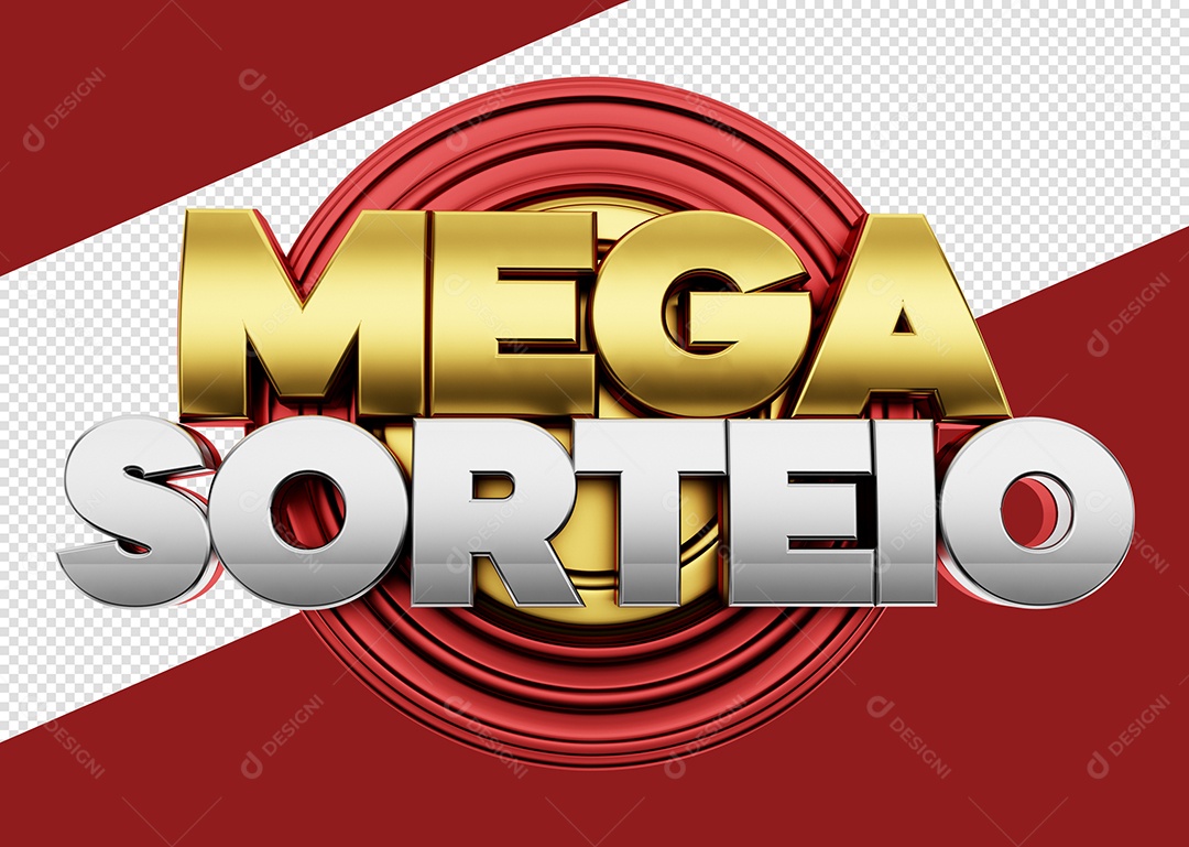 Selo 3D Mega Sorteio Para Composição PSD