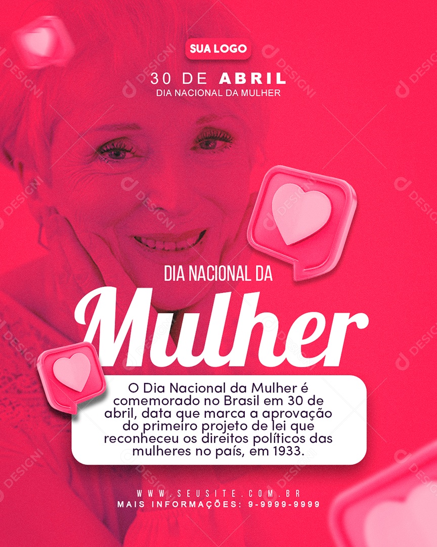 Dia Nacional Da Mulher 30 De Abril Social Media PSD Editável