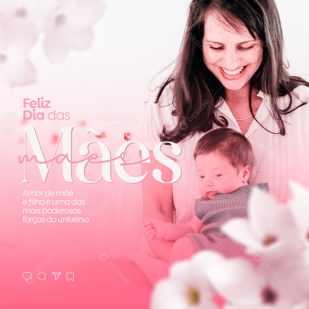 Feliz Dia Das Mães 14 de Maio Força Do Universo Social Media PSD Editável