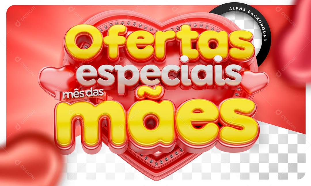 Selo 3D Ofertas Especiais Mês Das Mães Para Composição PSD
