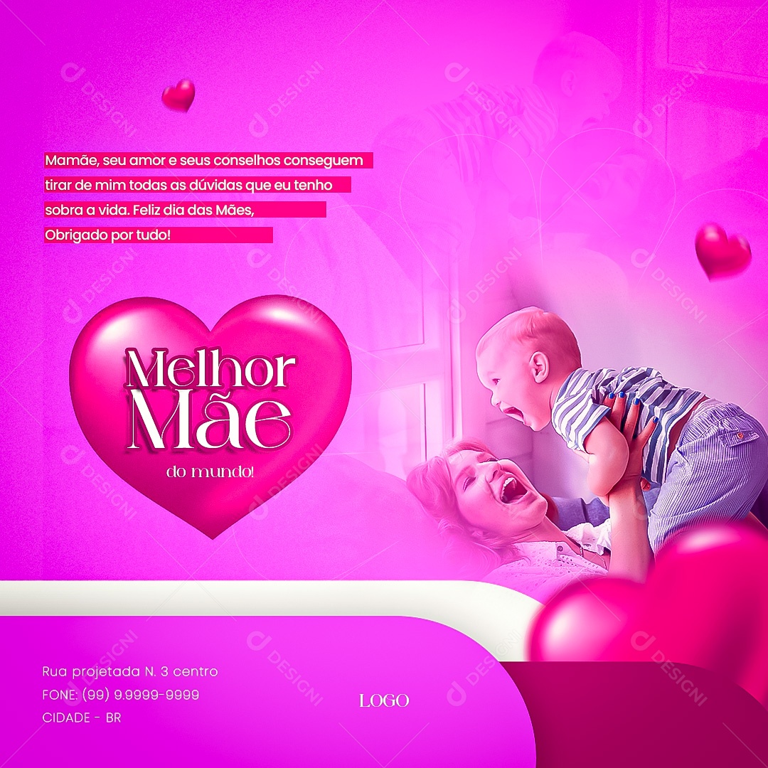 Social Media Feed Dia Das Mães Seu Amor e Seus Conselhos PSD Editável