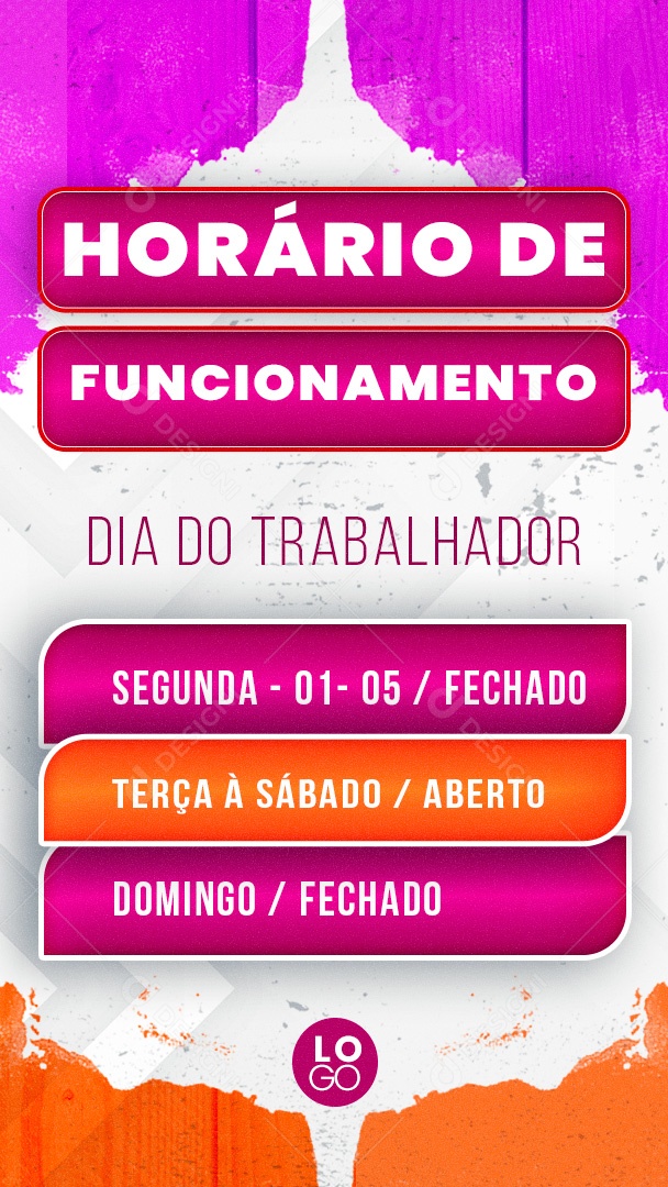 Social Media Story Dia Do Trabalhador Horário De Funcionamento PSD Editavel