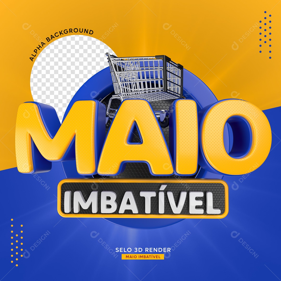 Selo 3D Maio Imbatível Supermercado Maio Imbatível Vermelho Para Composição PSD