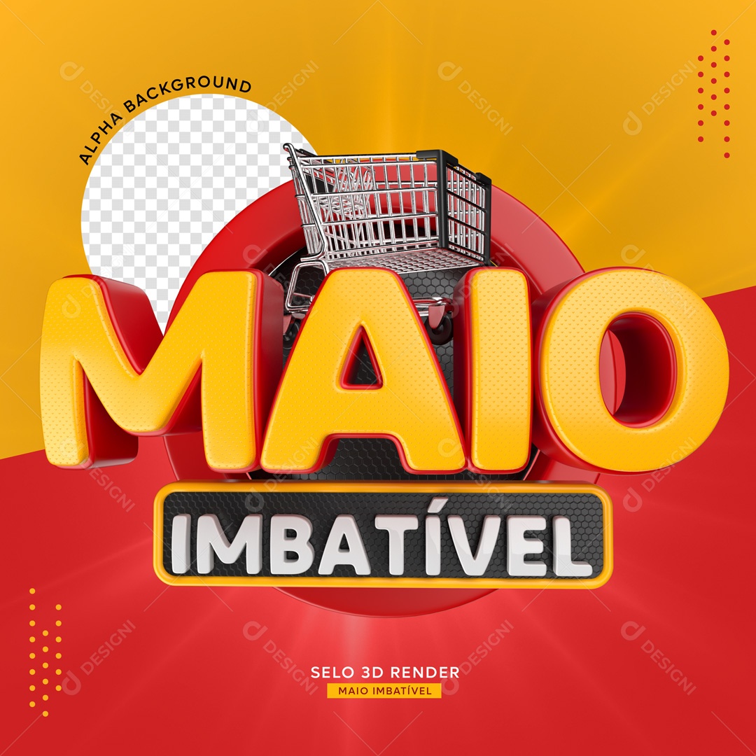 Selo 3D Maio Imbatível Supermercado Maio Imbatível Vermelho Para Composição PSD