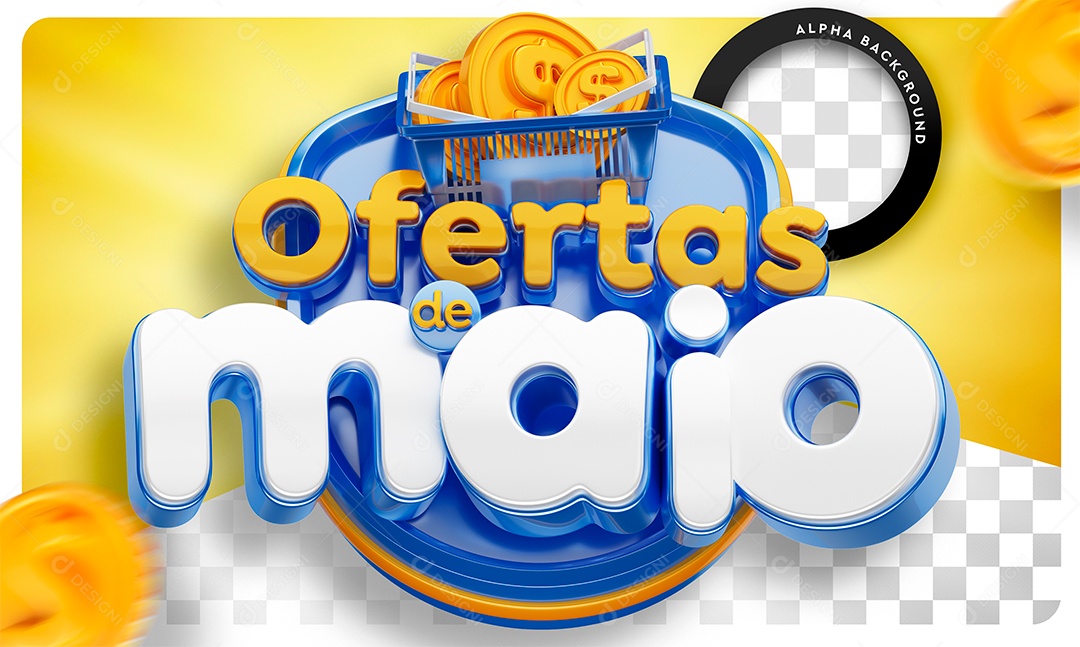 Selo 3D Ofertas De Maio Para Composição PSD