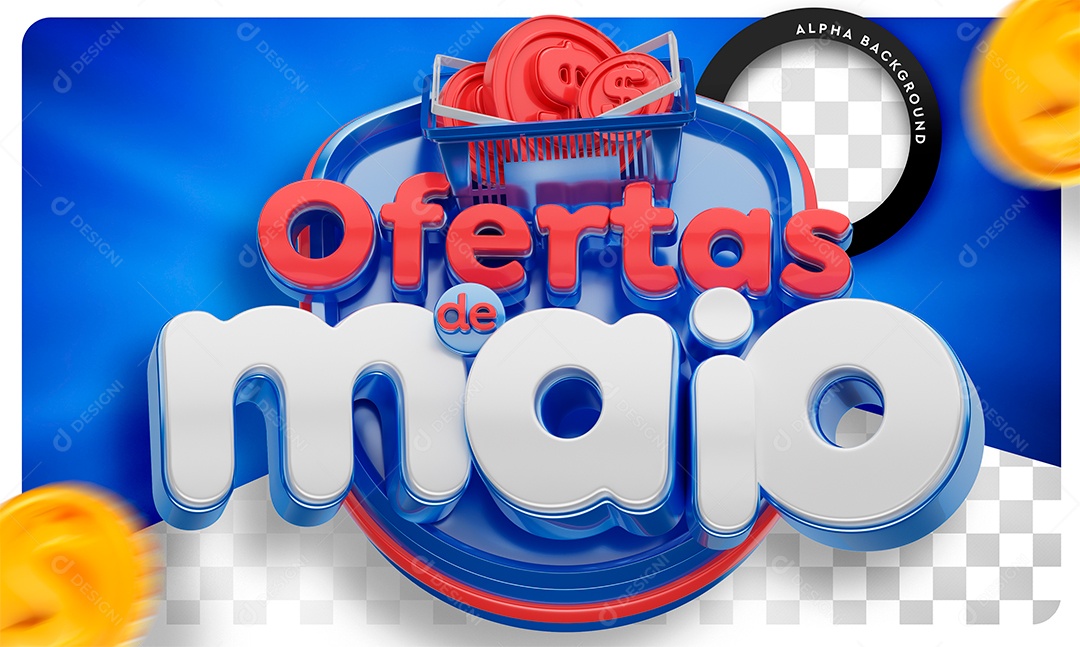 Selo 3D Ofertas De Maio Para Composição PSD