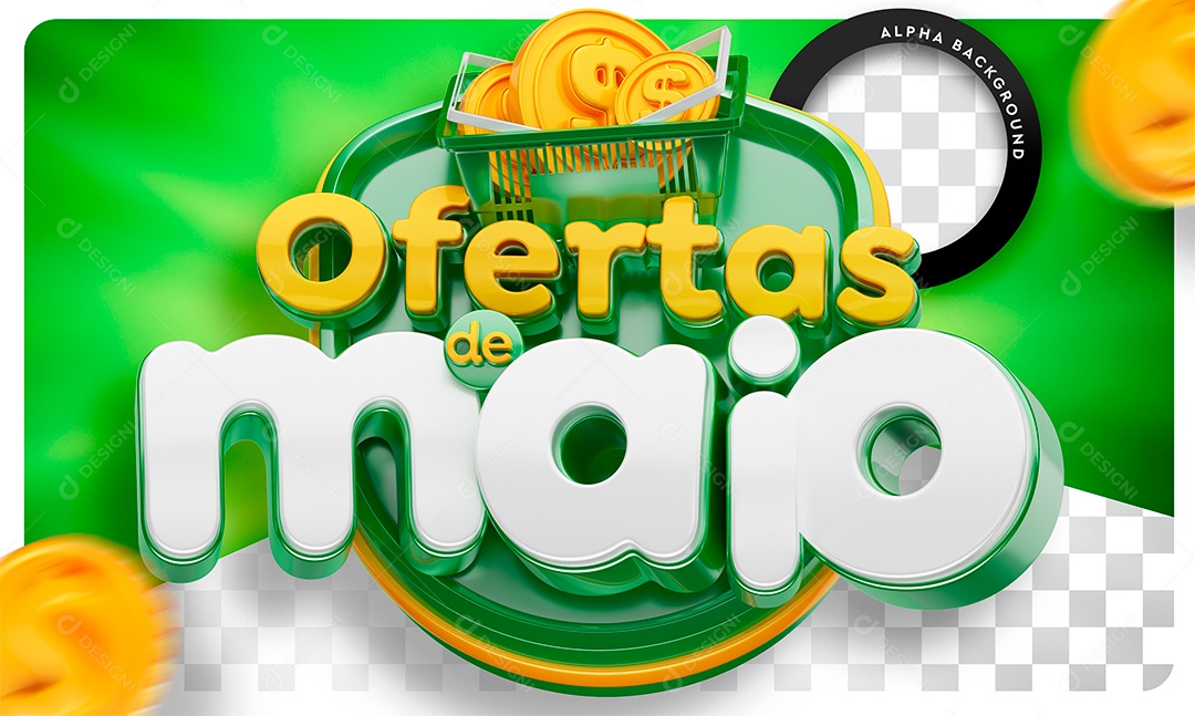 Selo 3D Ofertas De Maio Para Composição PSD