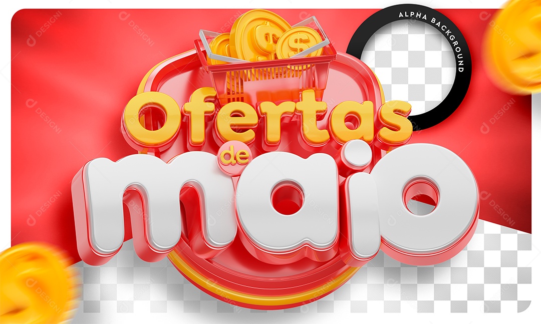 Selo 3D Ofertas De Maio Para Composição PSD