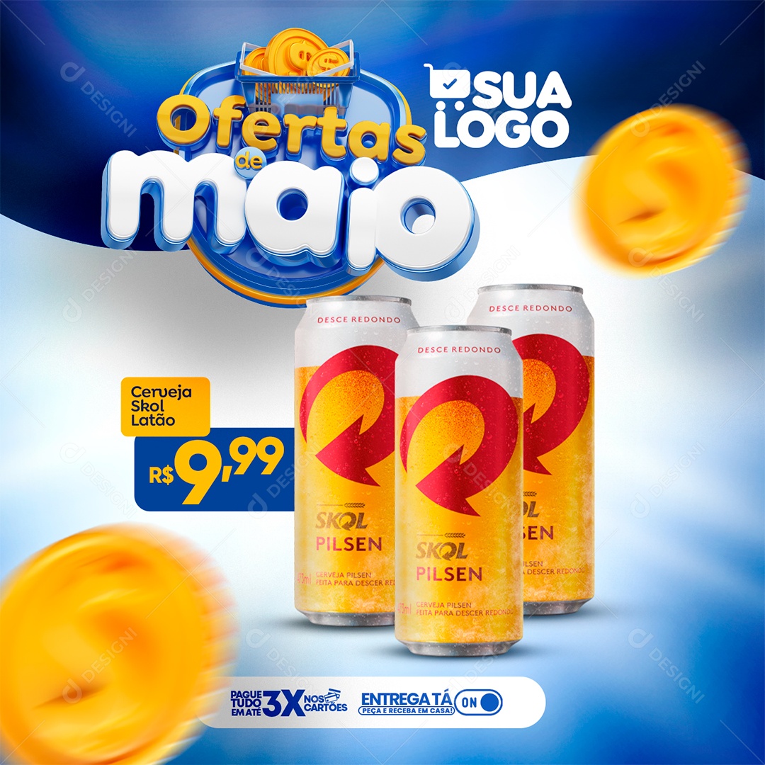 Encarte De Cerveja Social Media PSD Editável