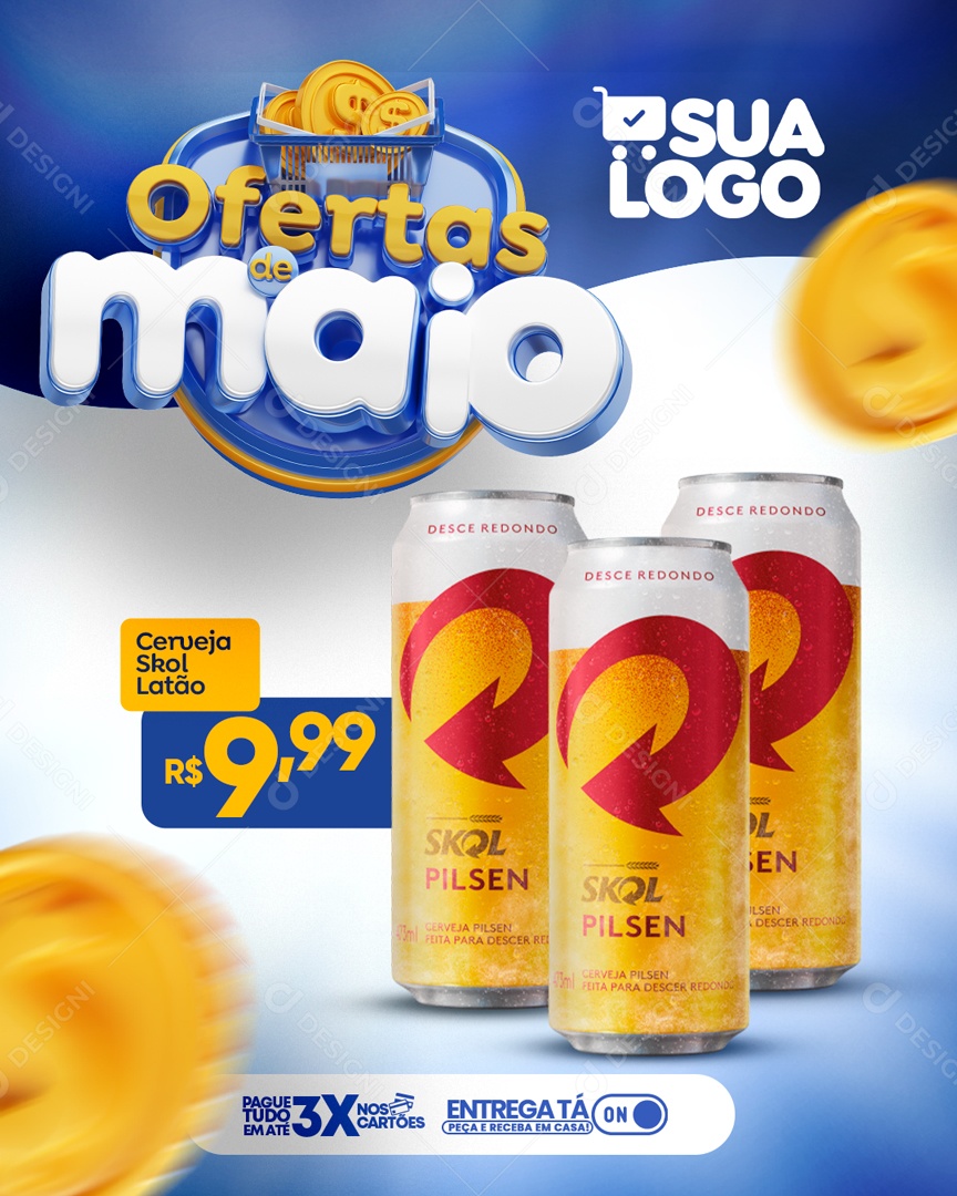 Encarte De Cerveja Social Media PSD Editável