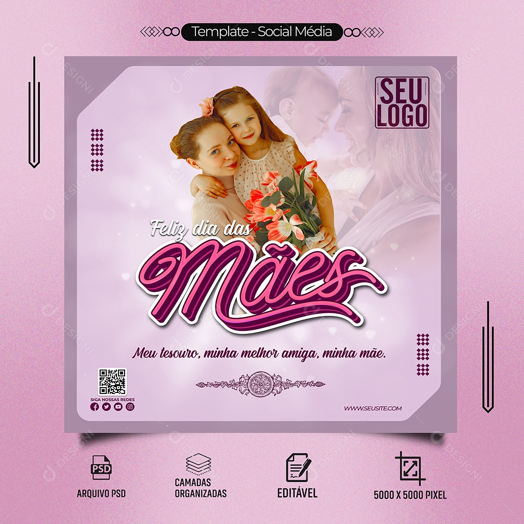 Feliz Dia Das Mães Social Media PSD Editável