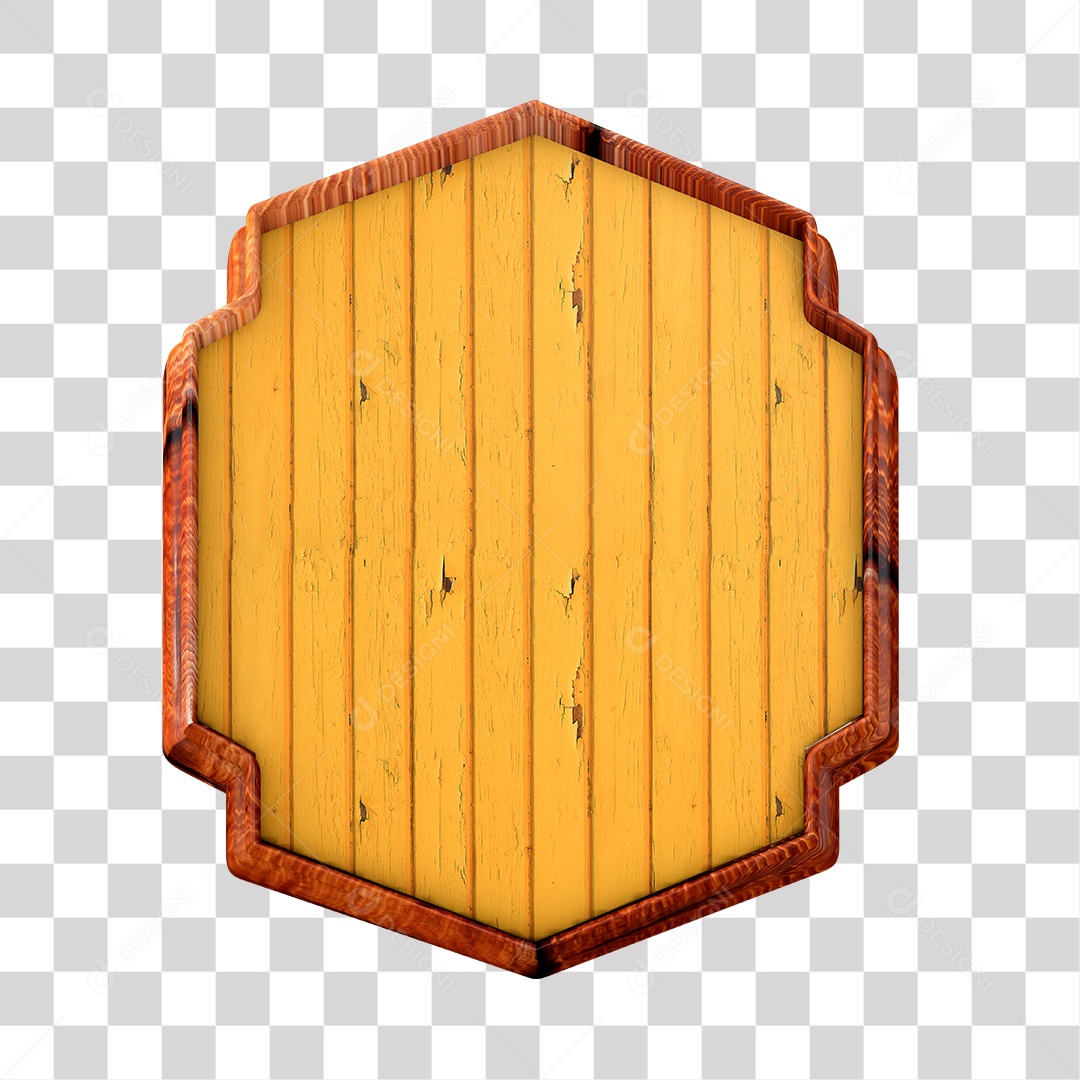 Elemento 3D Para Composição Moldura de Madeira PNG Transparente