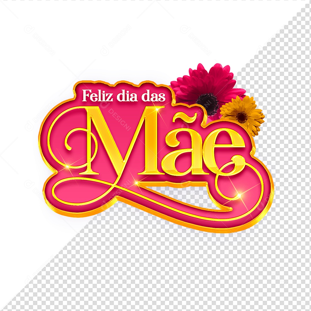 Selo 3D Para Composição Feliz Dia Das Mães PSD