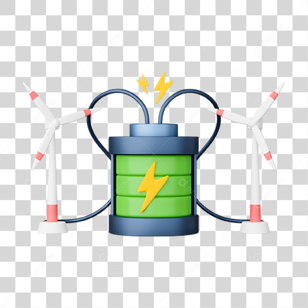 Elemento 3D Bateria Carregando PNG Transparente