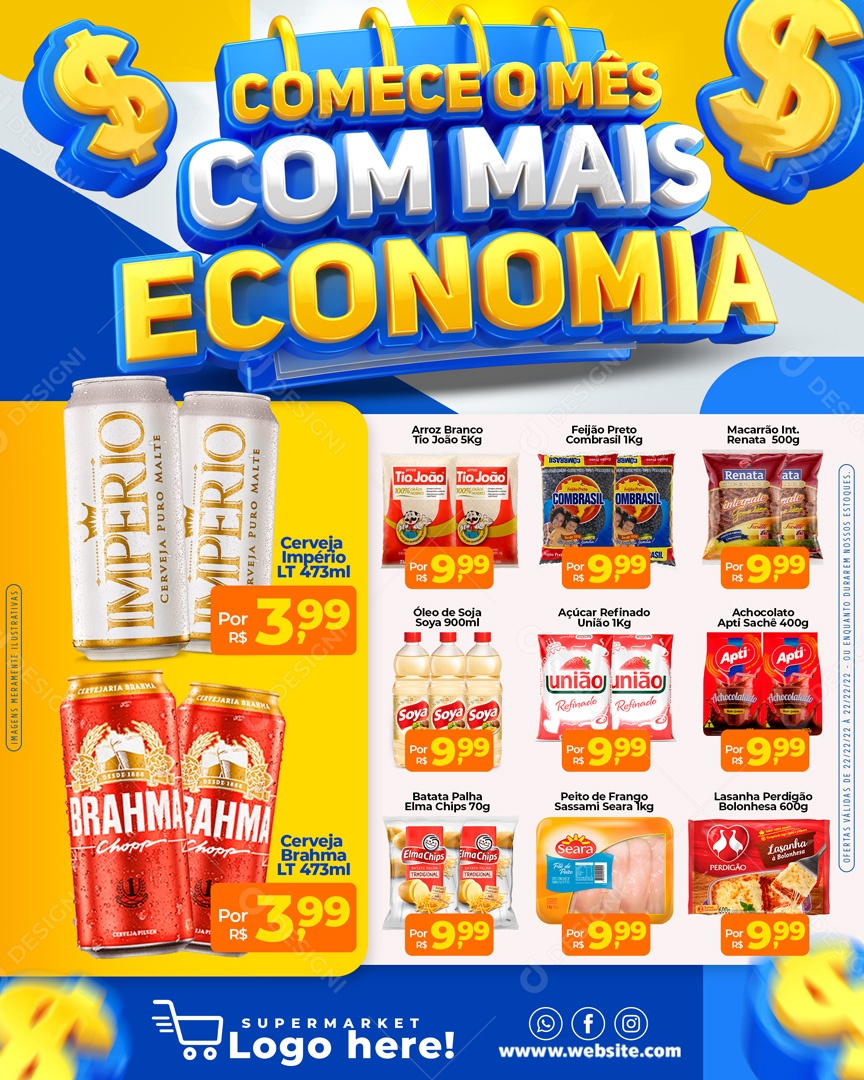 Social Media Booklet Start The Month With More Economy Supermarket Editable PSD