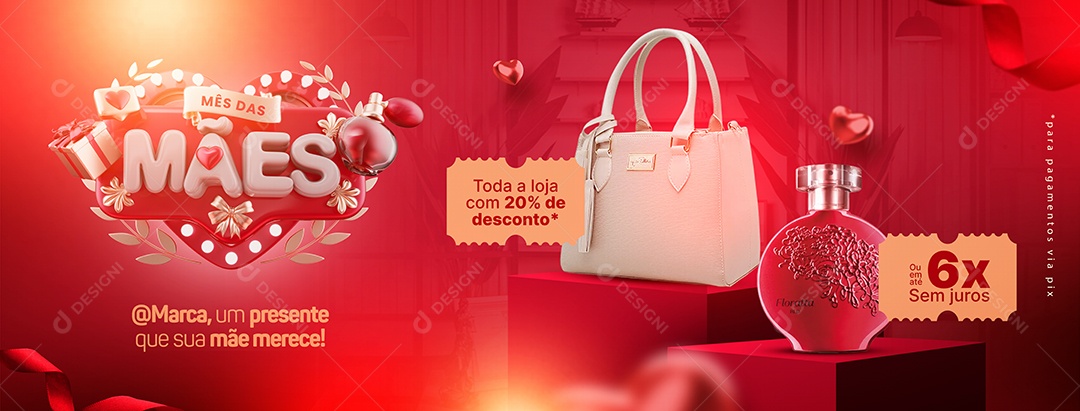 Campanha Publicitária Dia Das Mães Loja De Bolsas e Perfumaria Outdoor Social Media PSD Editável