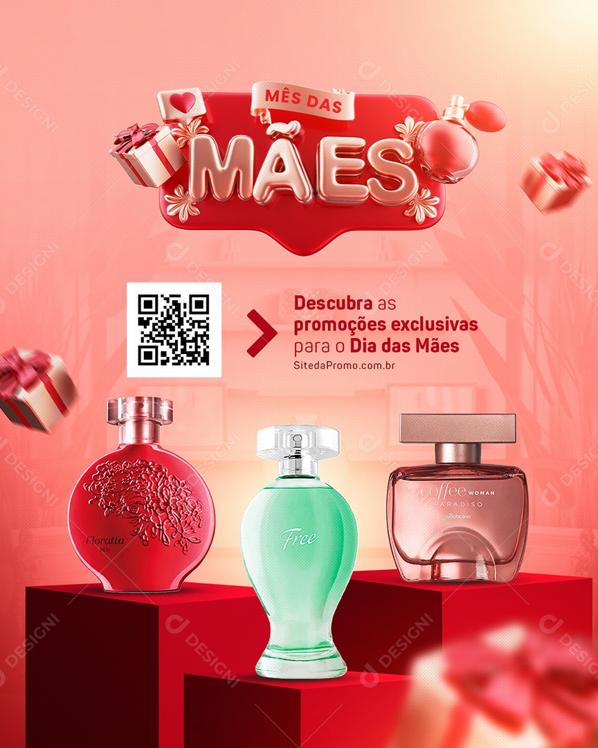 Campanha Publicitária Dia Das Mães Descubra As Promoções Exclusivas Perfumaria Social Media PSD Editável