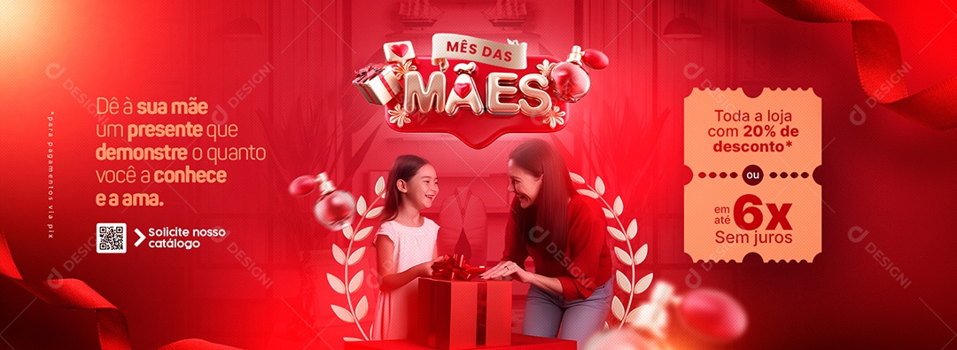 Campanha Publicitária Mês Das Mães Toda a Loja Com 20% De Desconto Social Media PSD Editável