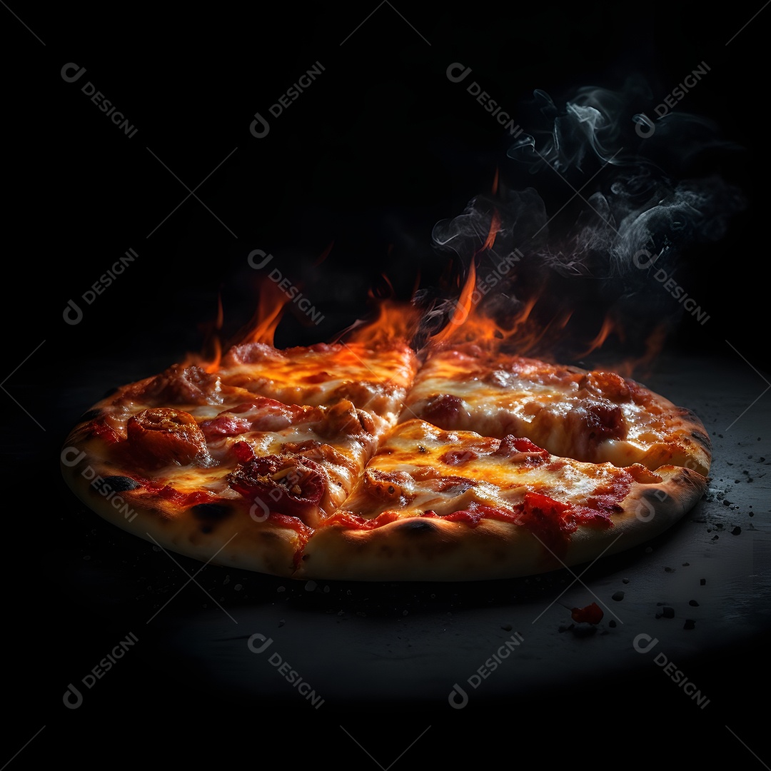 Deliciosa pizza sobre uma mesa de pizzaria