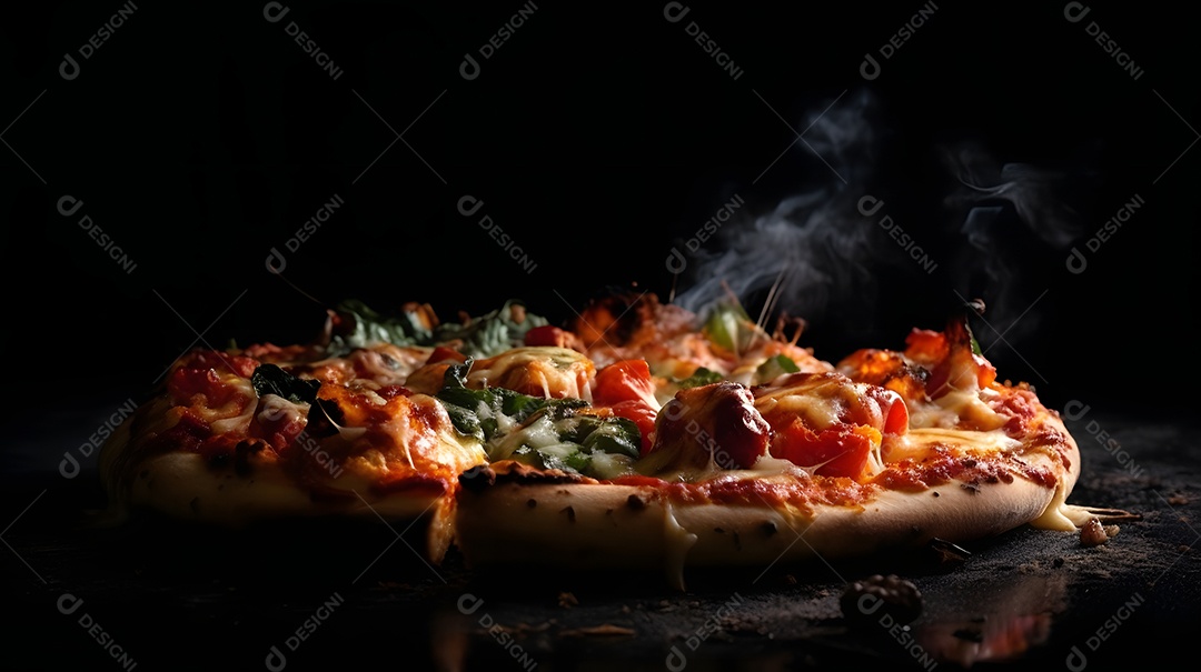 Deliciosa pizza sobre uma mesa de pizzaria