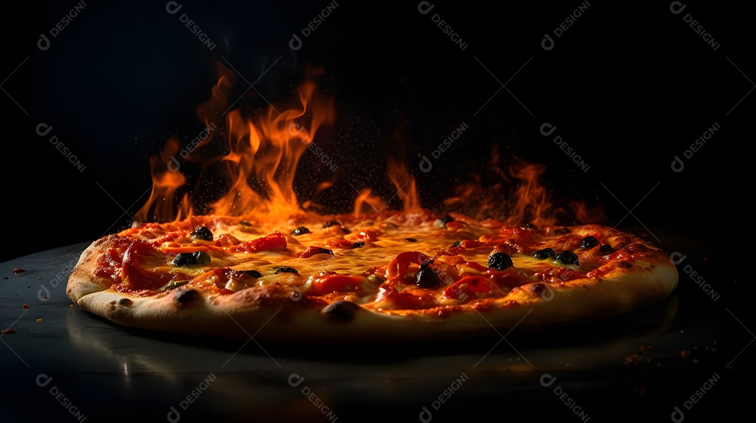 Deliciosa pizza sobre uma mesa de pizzaria