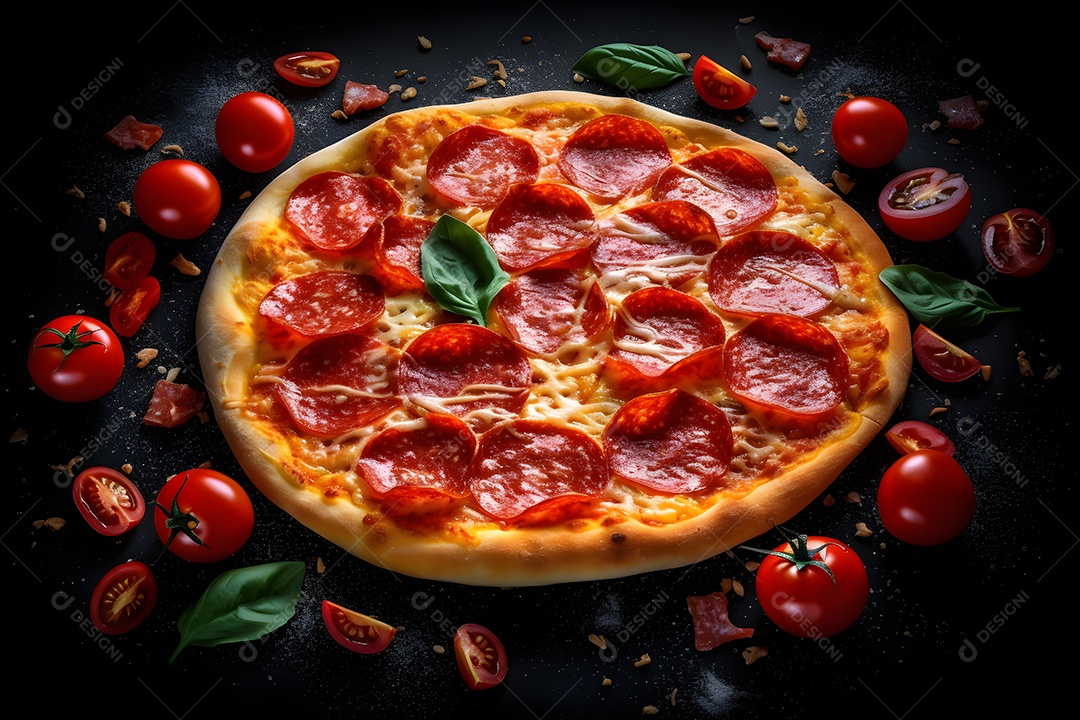 Deliciosa pizza sobre uma mesa de pizzaria