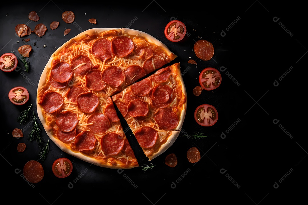 Deliciosa pizza sobre uma mesa de pizzaria