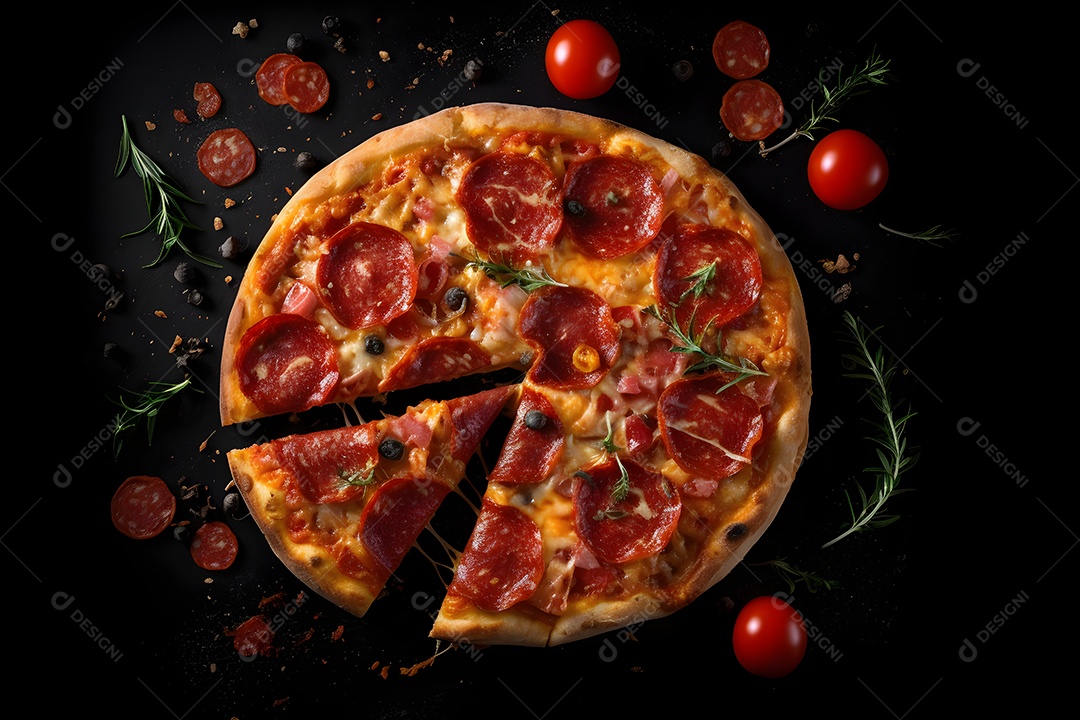 Deliciosa pizza sobre uma mesa de pizzaria