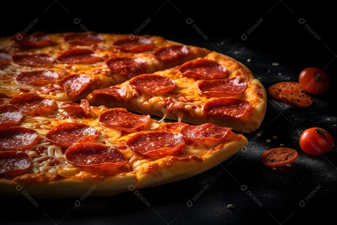 Deliciosa pizza sobre uma mesa de pizzaria
