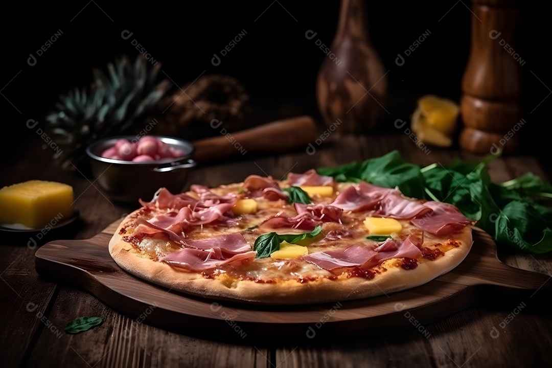 Deliciosa pizza sobre uma mesa de pizzaria