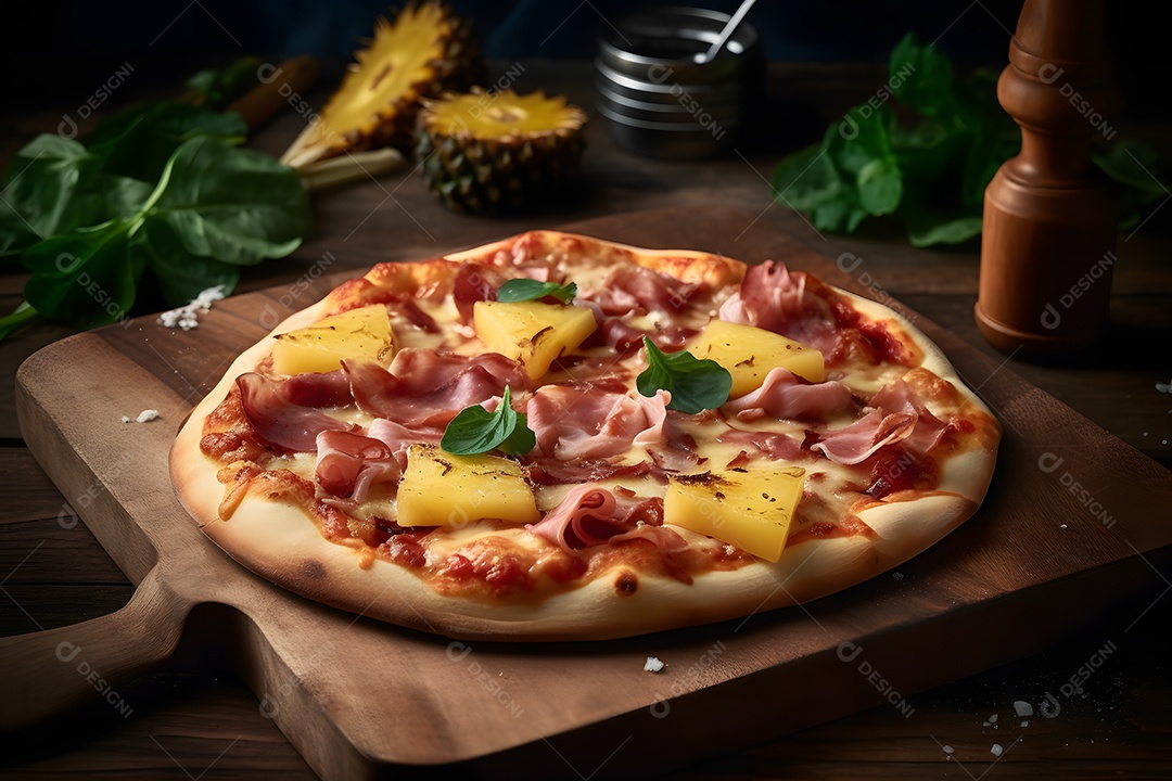 Deliciosa pizza sobre uma mesa de pizzaria