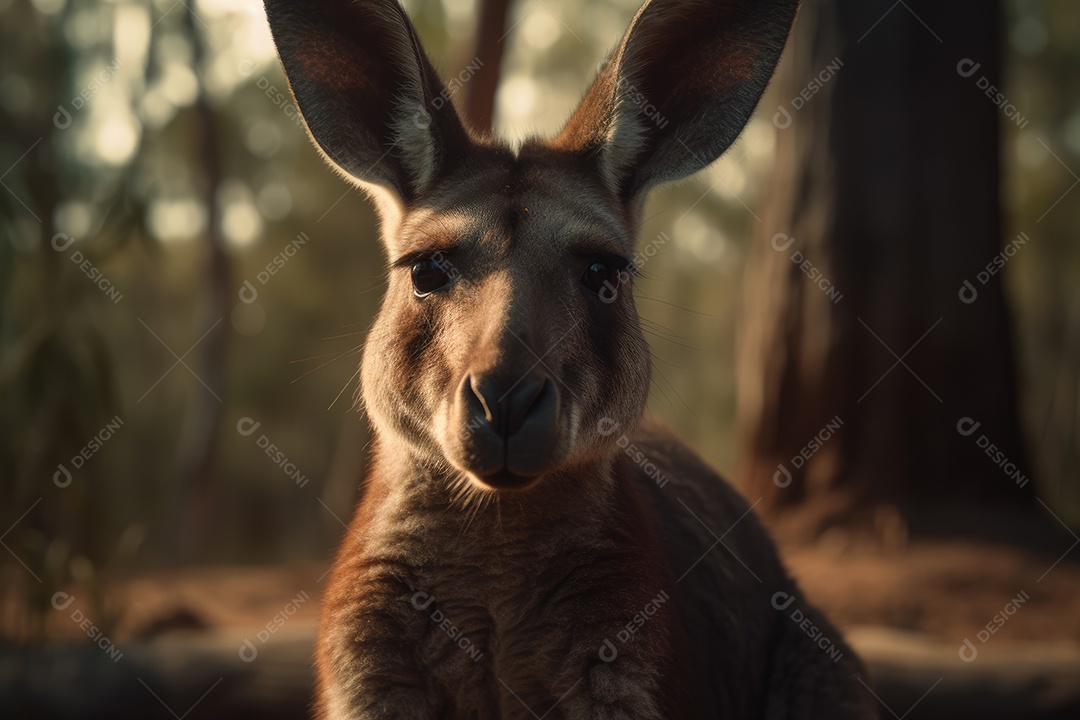 Canguru olhando para a câmera fundo bonito gerado por IA