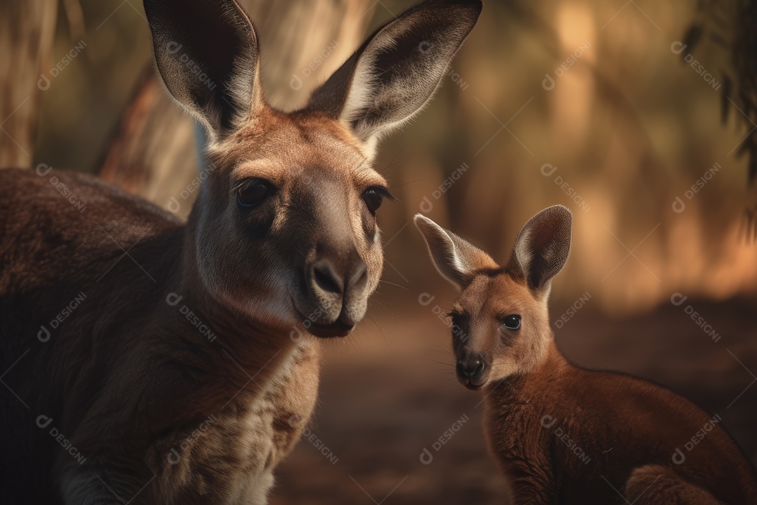 Cangurus olhando para a câmera fundo bonito gerado por IA