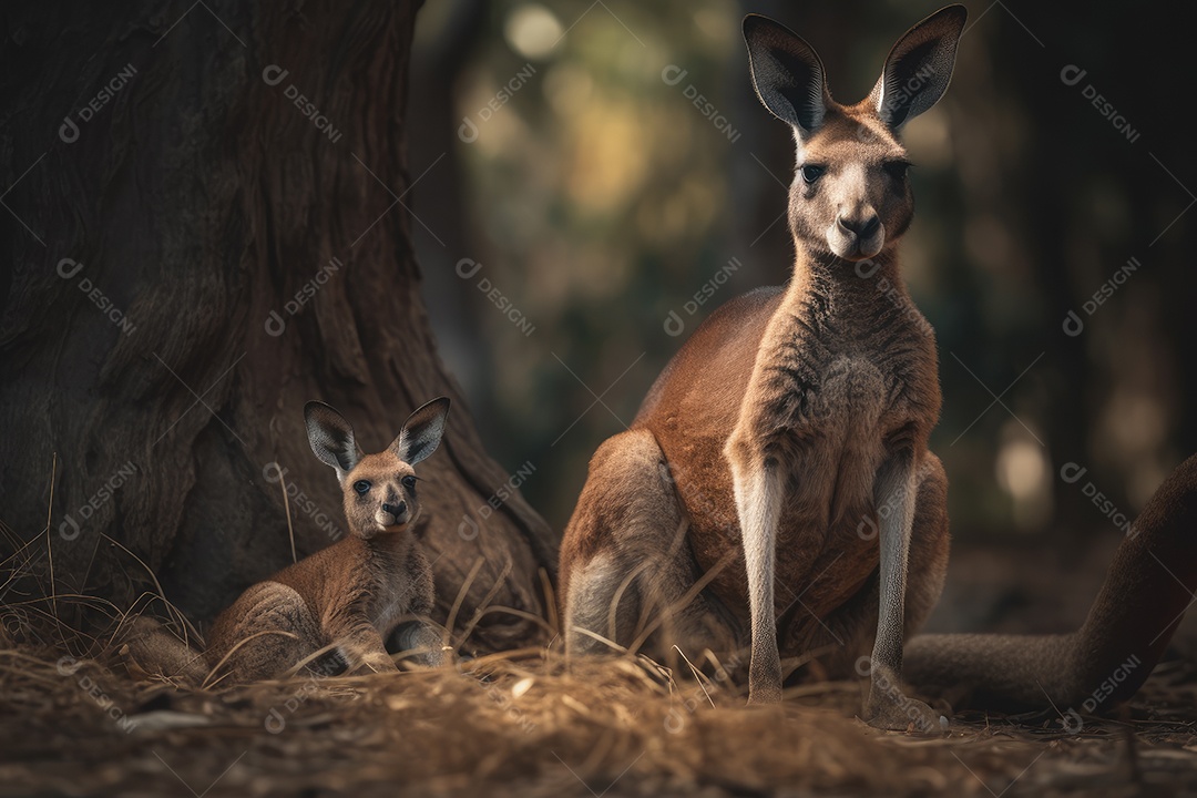 Cangurus olhando para a câmera fundo bonito gerado por IA