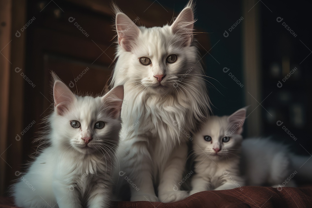 Gatos Maine Coon olhando para a câmera fundo bonito gerado por IA