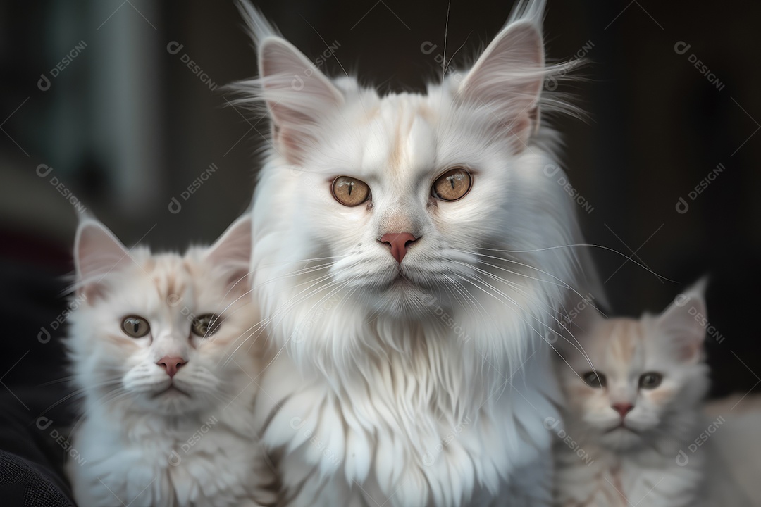 Gatos Maine Coon olhando para a câmera fundo bonito gerado por IA