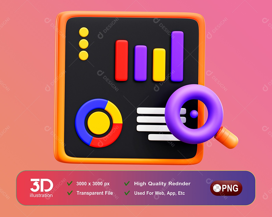 Elemento 3D Tela De Gráficos  Para Composição PSD