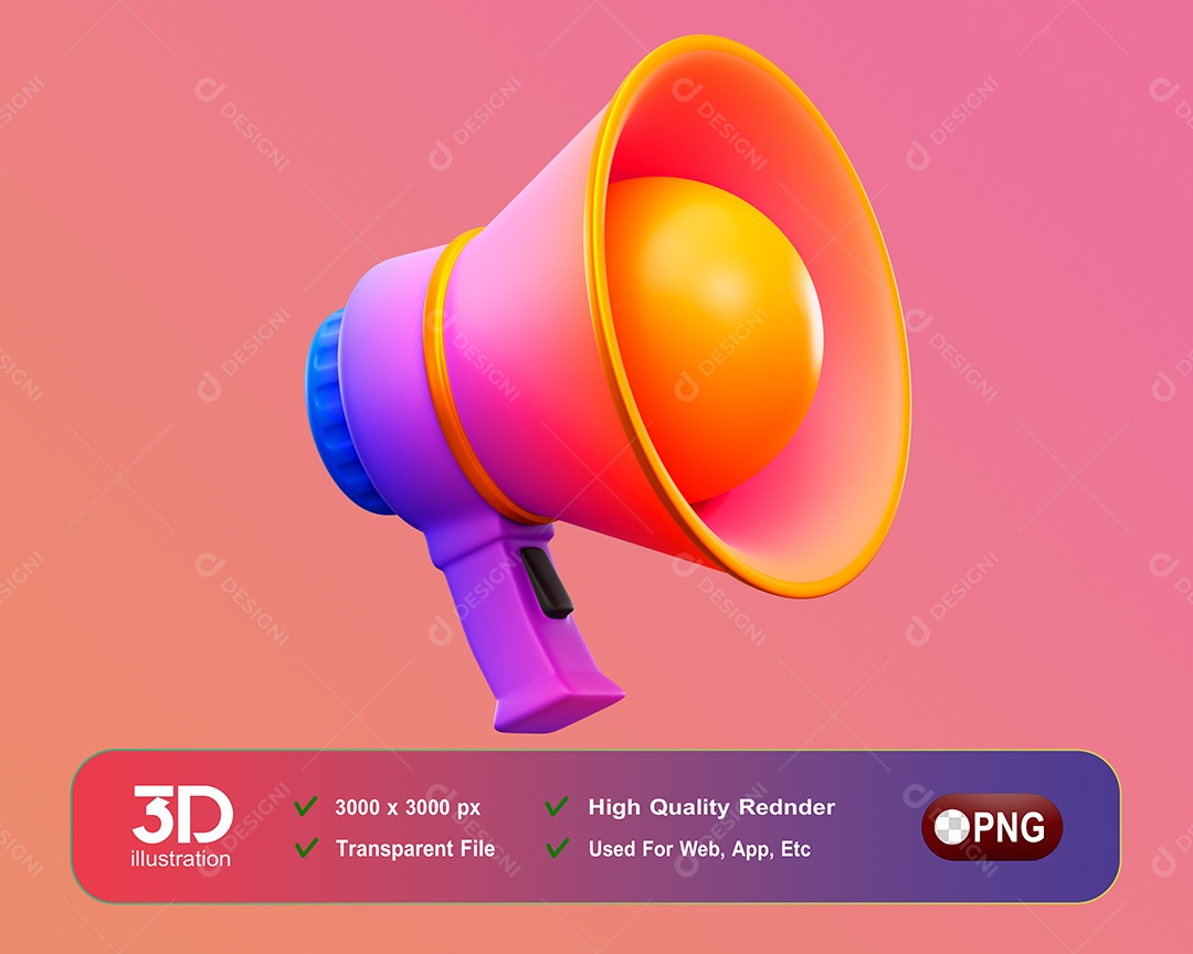 Elemento 3D Megafone Para Composição PSD