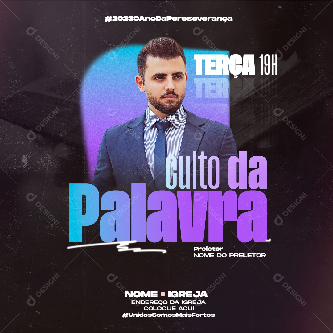 Social Media Culto Da Palavra Igreja PSD Editavel