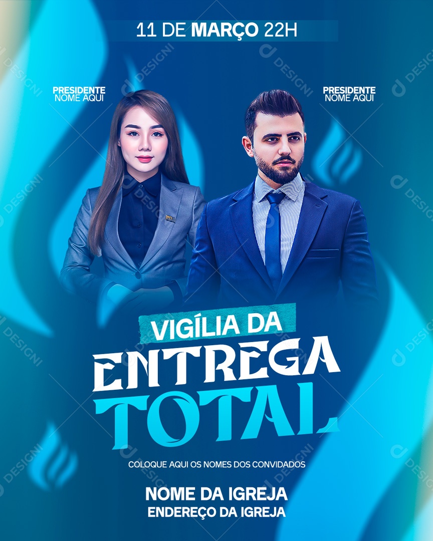 Social Media Vigília Da Entrega Total Igreja PSD Editável