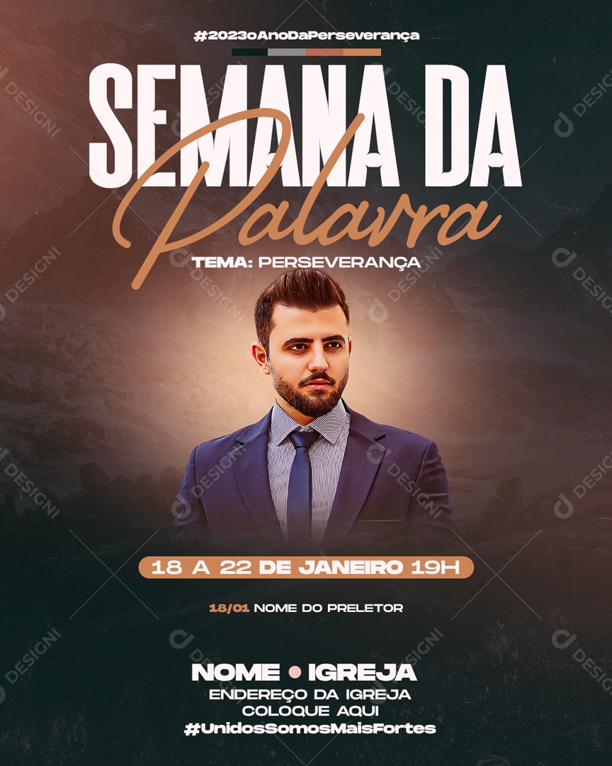 Social Media Word Week Church Editable PSD