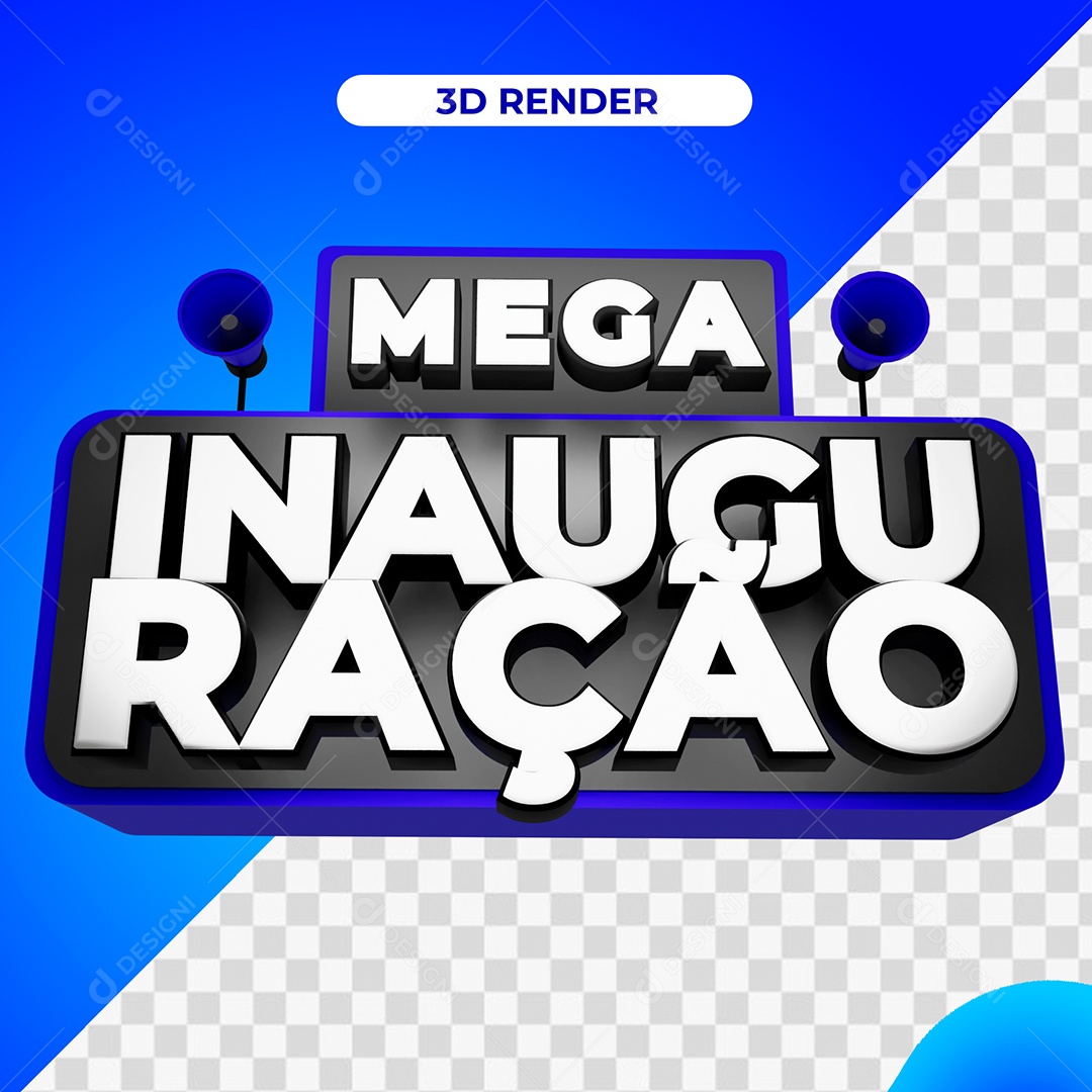 Selo 3D Para Composição Mega Inauguração PSD