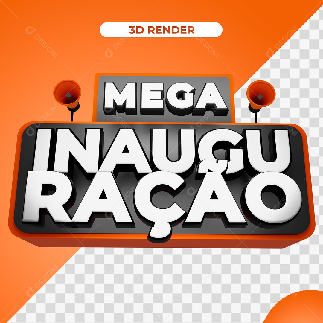 Selo 3D Para Composição Mega Inauguração PSD