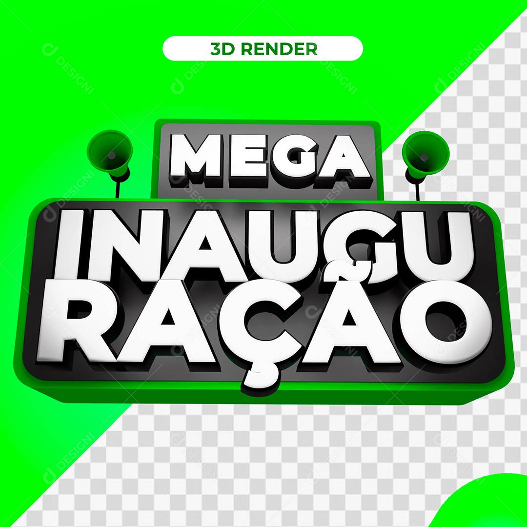 Selo 3D Para Composição Mega Inauguração PSD