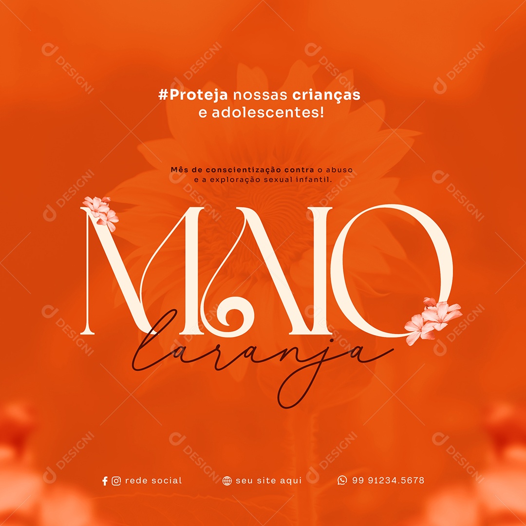 Social Media Maio Laranja Crianças E Adolescentes PSD Editavel